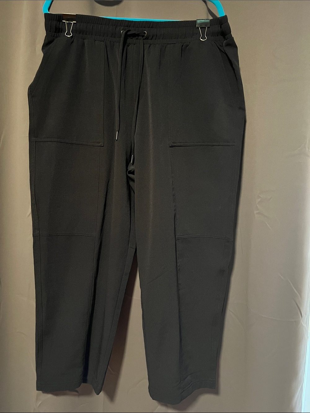 Mondetta Black Drawstring pants with Front Patch Pockets.